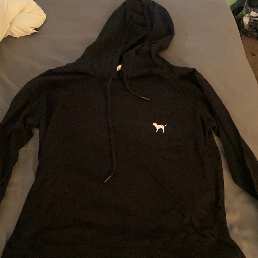 Pink brand black long sleeve with hood